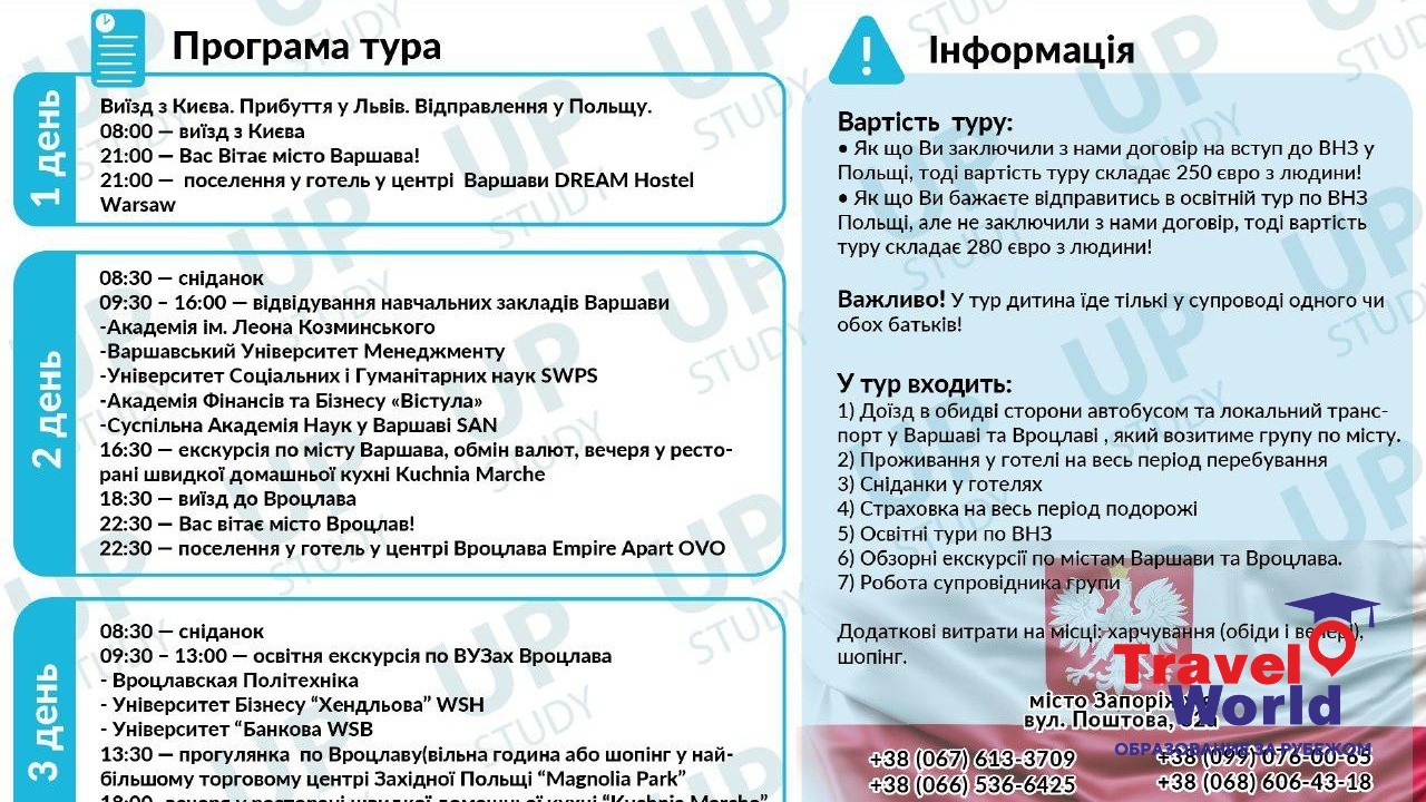 Освітній тур по ВНЗ Польщі